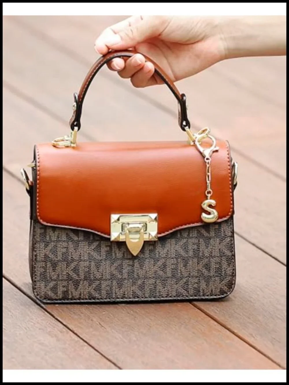Cherry Bag Charms Gold Initial Keychain for Handbags Purse Tote Cute